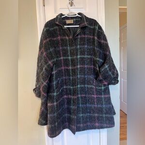 Vintage Canada Don Sayres Mohair and Wool Plaid Oversized Jacket size 12